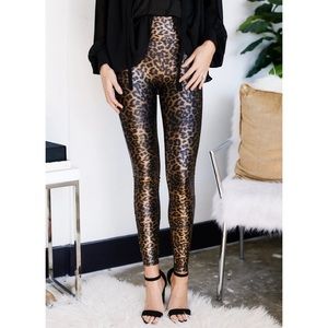 Spanx Faux Leather Leopard Leggings